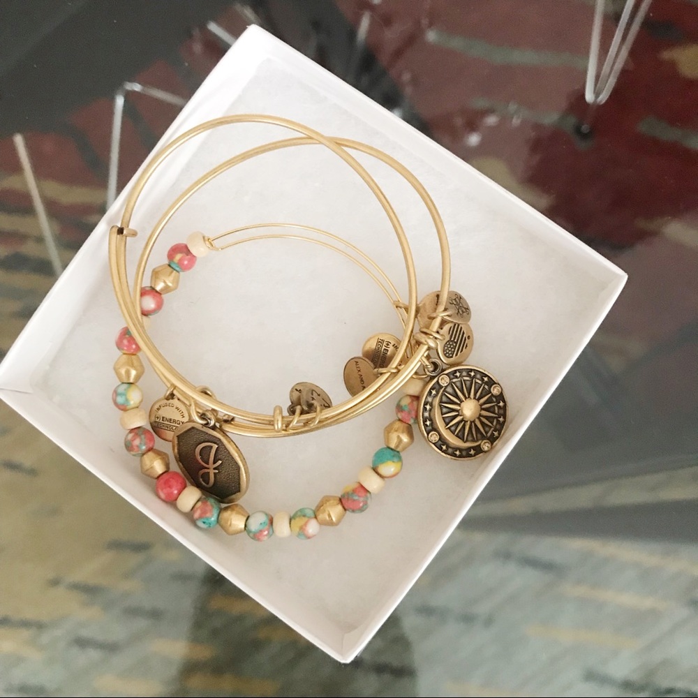 3 Alex and Ani Bracelets J Celestial Beaded Coral